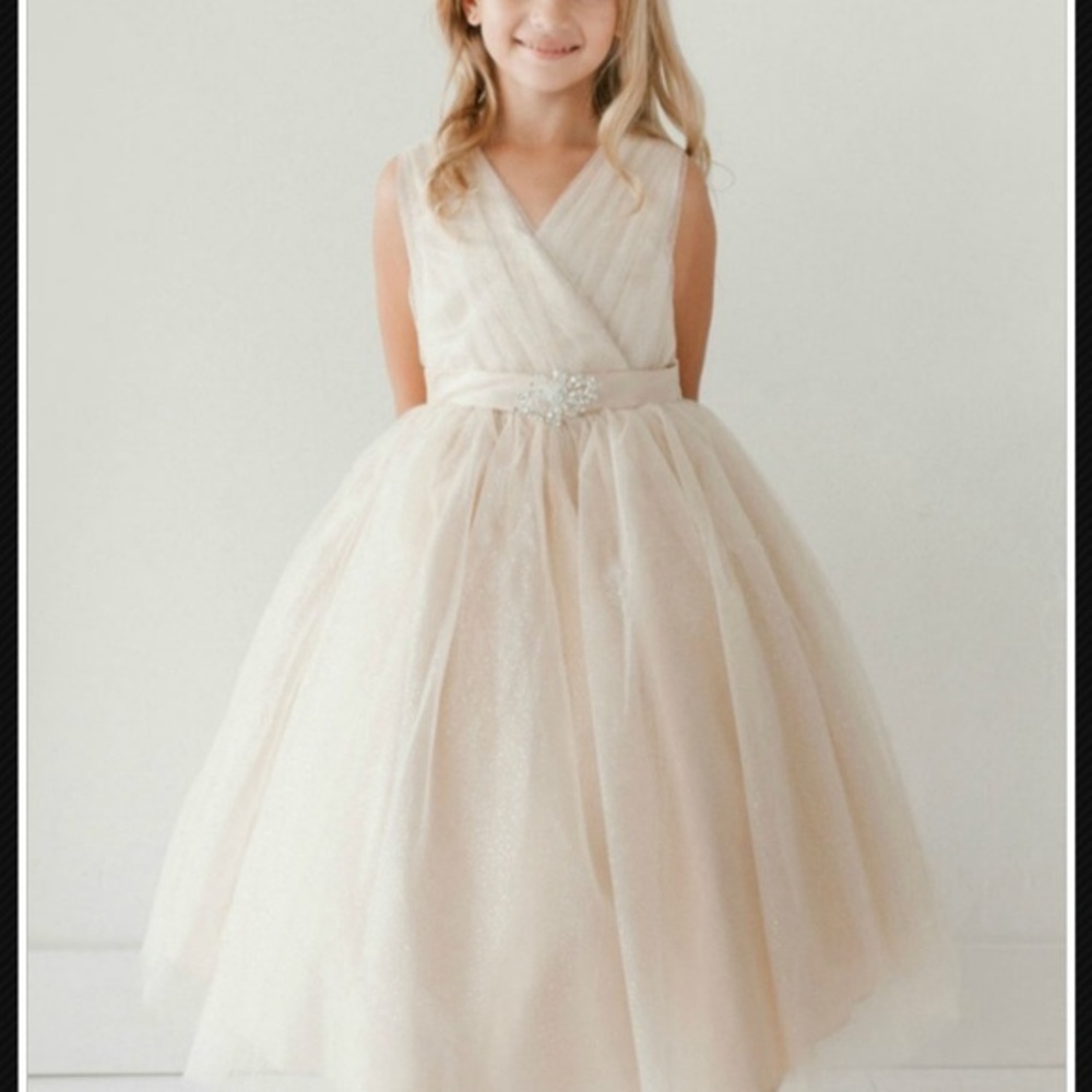 Satin Tulle Flower Girl Party Pageant Bridesmaid Graduation Dress Bow Size 10
